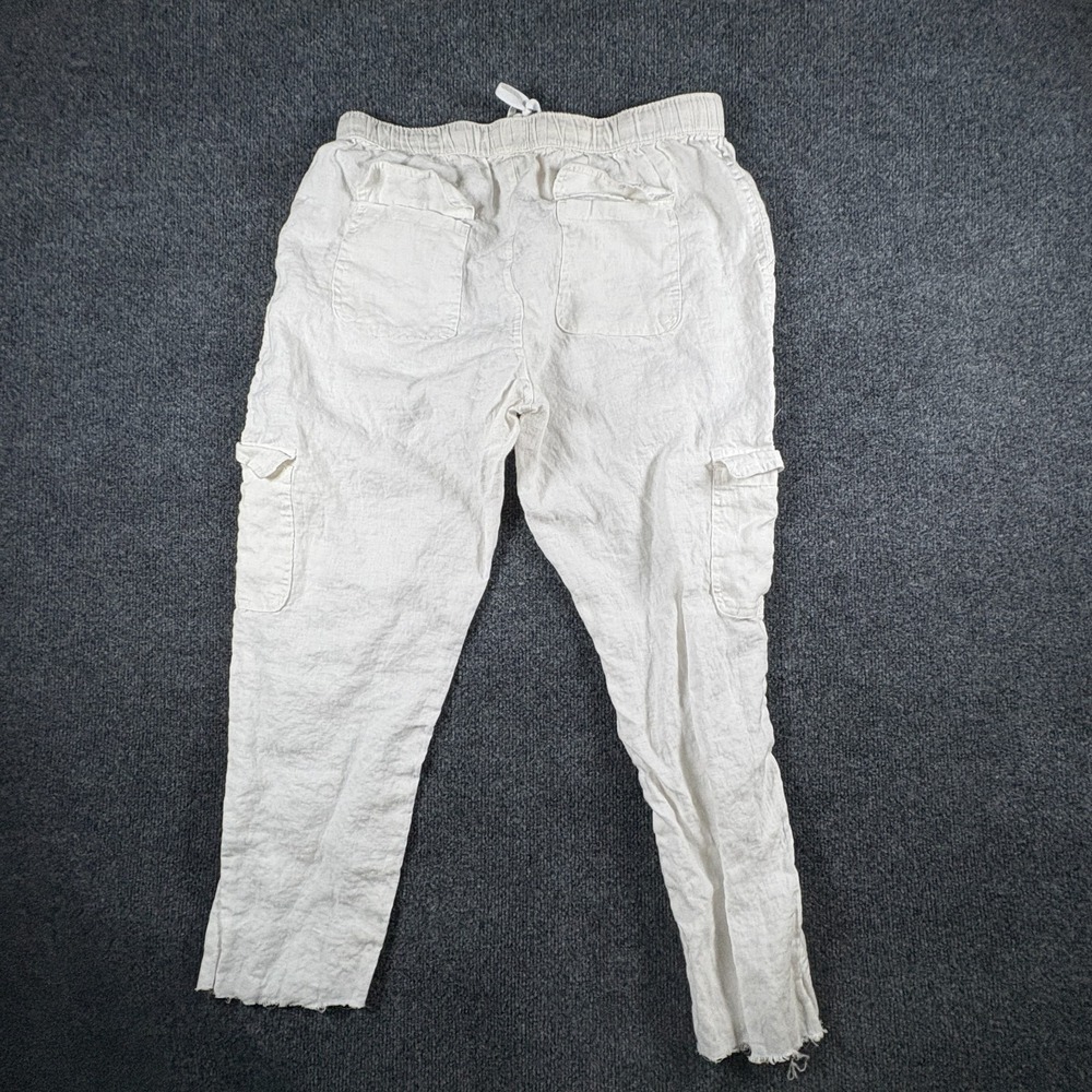 Nicole Miller New York Jogger‎ Pants Womens 32x25.5 White Linen Cargo Pockets